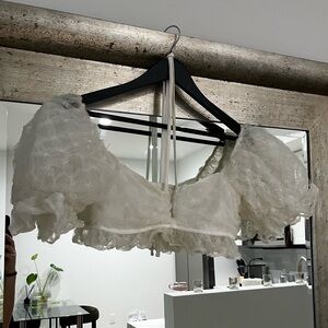 LPA White Puff Sleeve Cropped Top